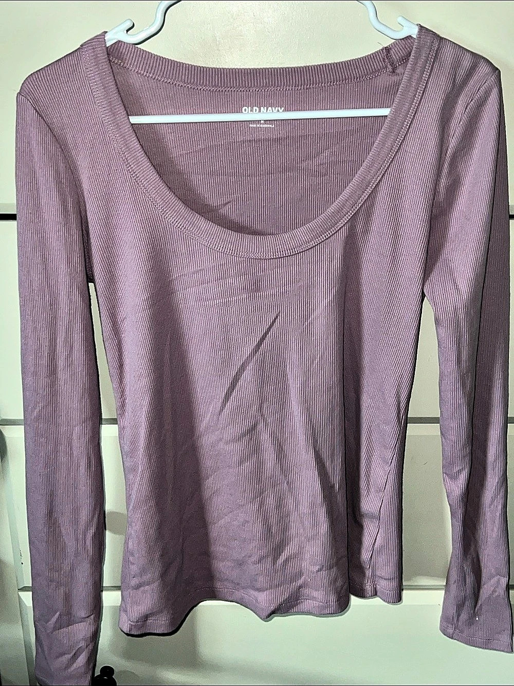 Old Navy Snug Long-Sleeve Ribbed T-Shirt Purple Medium